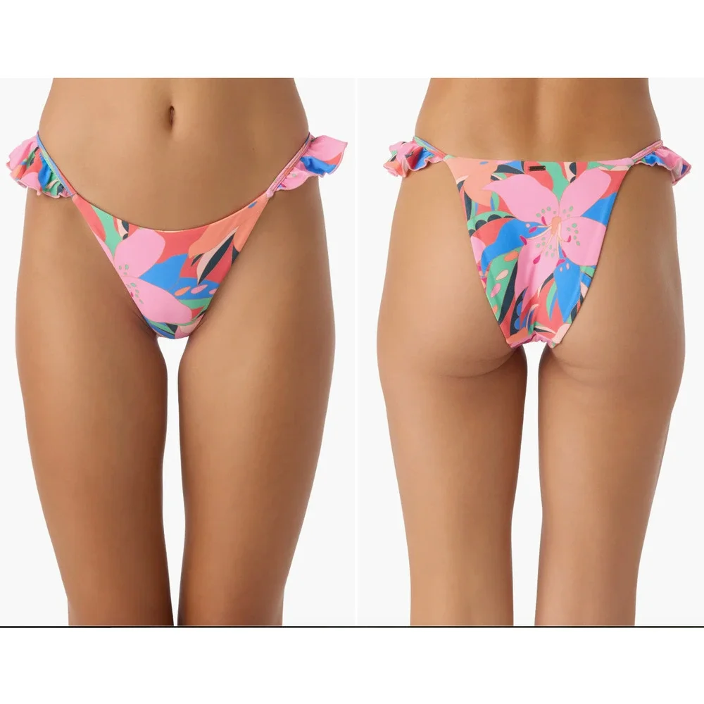O'Neill Cabana Jalisco Floral Ruffle Bikini Bottoms NWT Size Large